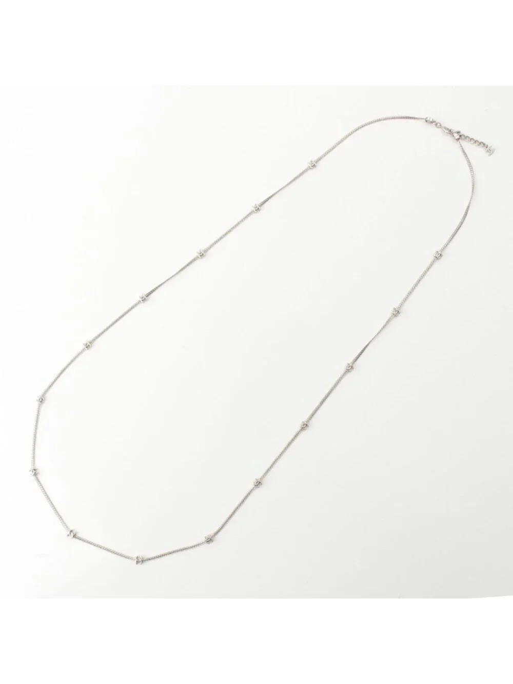 Chanel Multi CC Logo Chain Long Necklace Silver